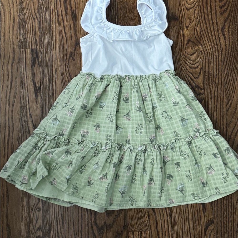 Janie and Jack White and Green Floral Dress